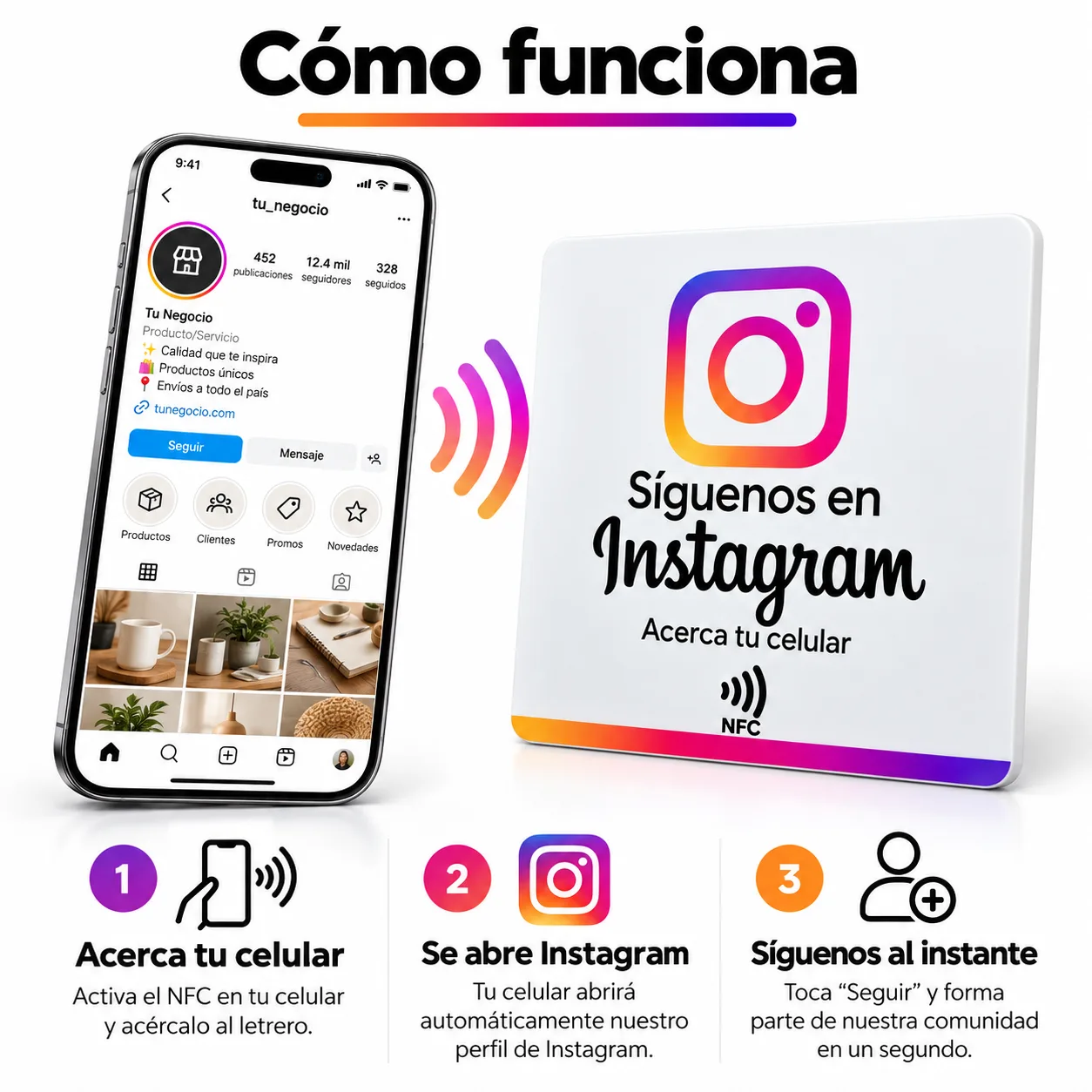 Letrero NFC para Instagram – Acceso Directo a tu Perfil