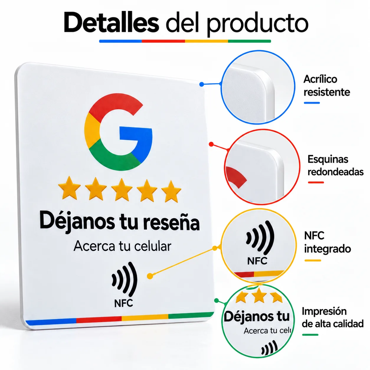 Soporte NFC en L para Reseñas de Google